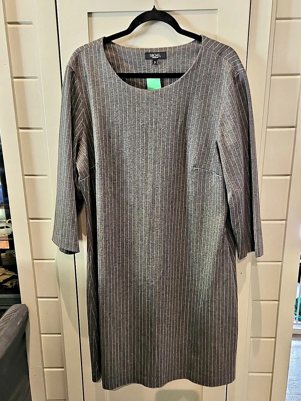 Rachel Roy Striped Midi Dress Gray Size 16 Like New